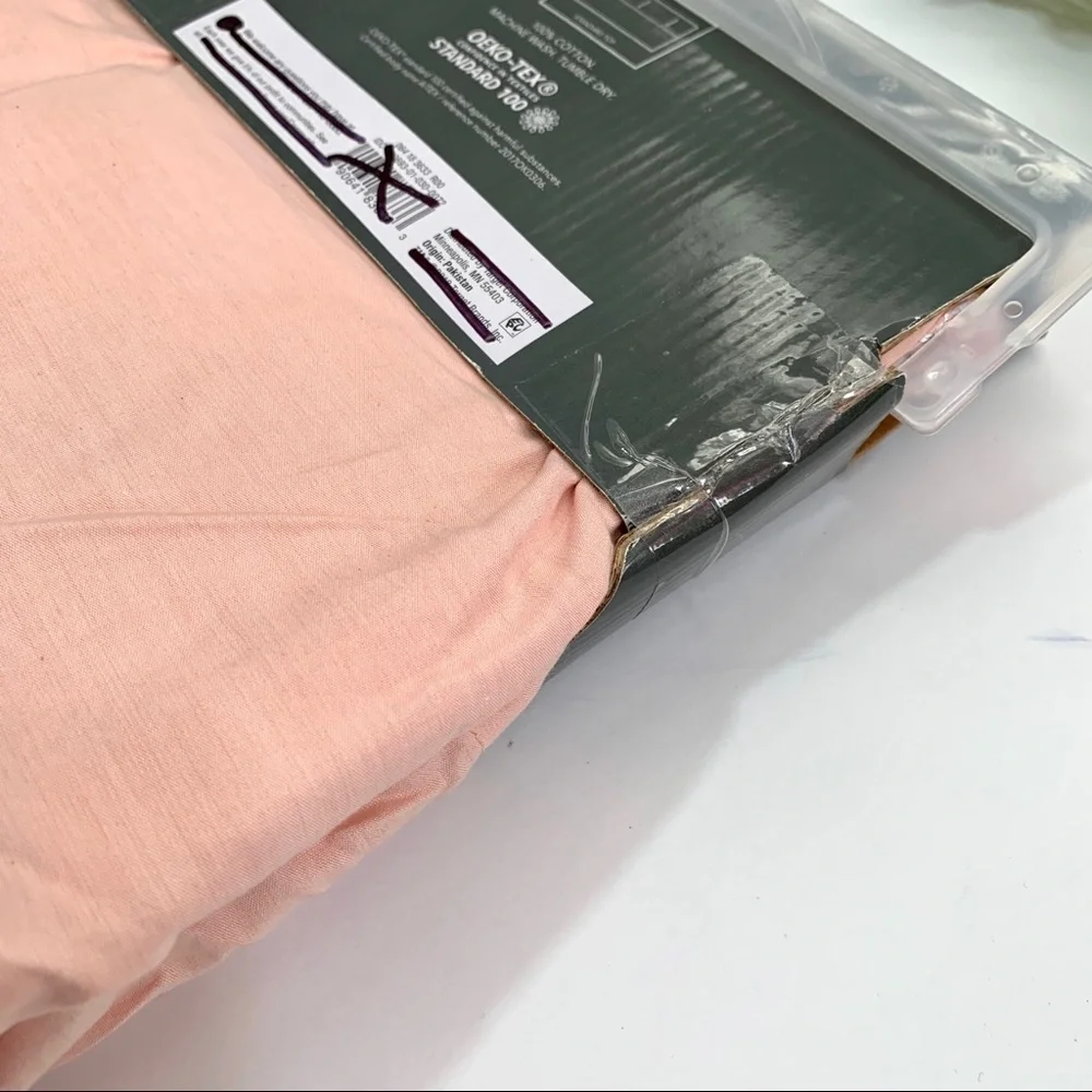 Threshold Peach / White Embroidery Shower Curtain